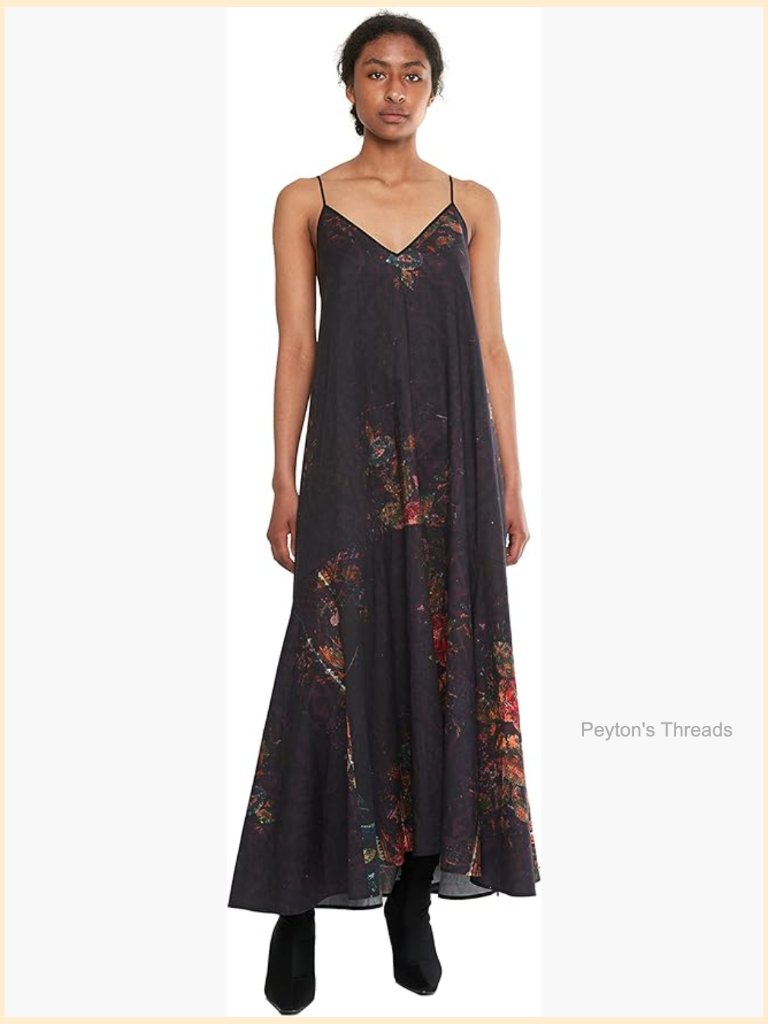 Scorpion Slip Dress With Adjustable Straps, A-Line Silhouette